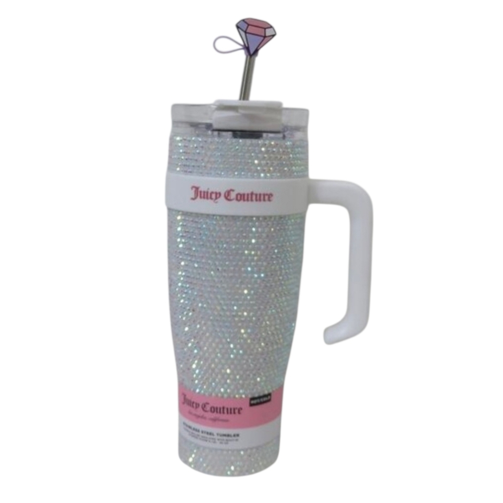 🤍▪️Juicy Couture▪️white 40 Oz Stainless Steel Insulated Rhinestone Tumbler